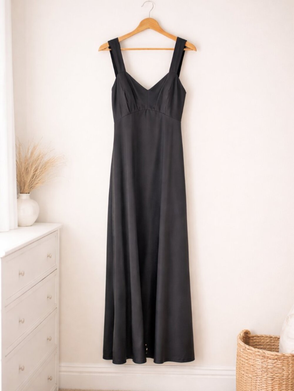 Dana Buchman Vintage Silk Black Slip Dress Gown Minimalist 90s Size 10